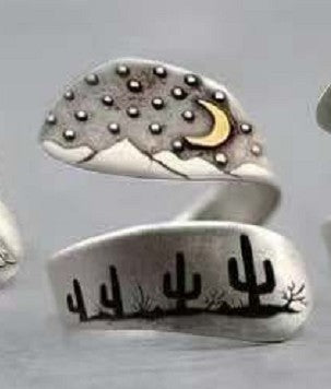 Sunrise Moon Cactus Opening Ring