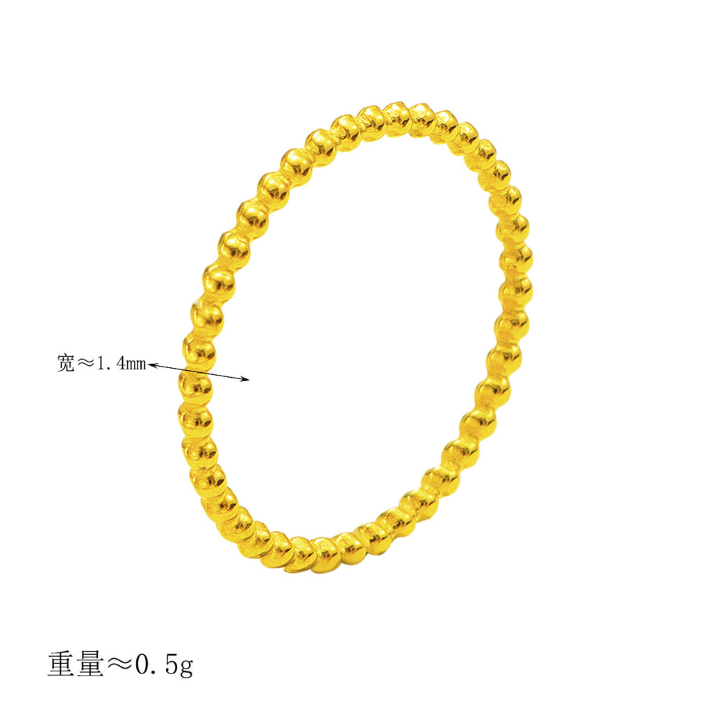 Titanium Steel Plain Circle Gold Bead Ring For Women, Stackable And Versatile