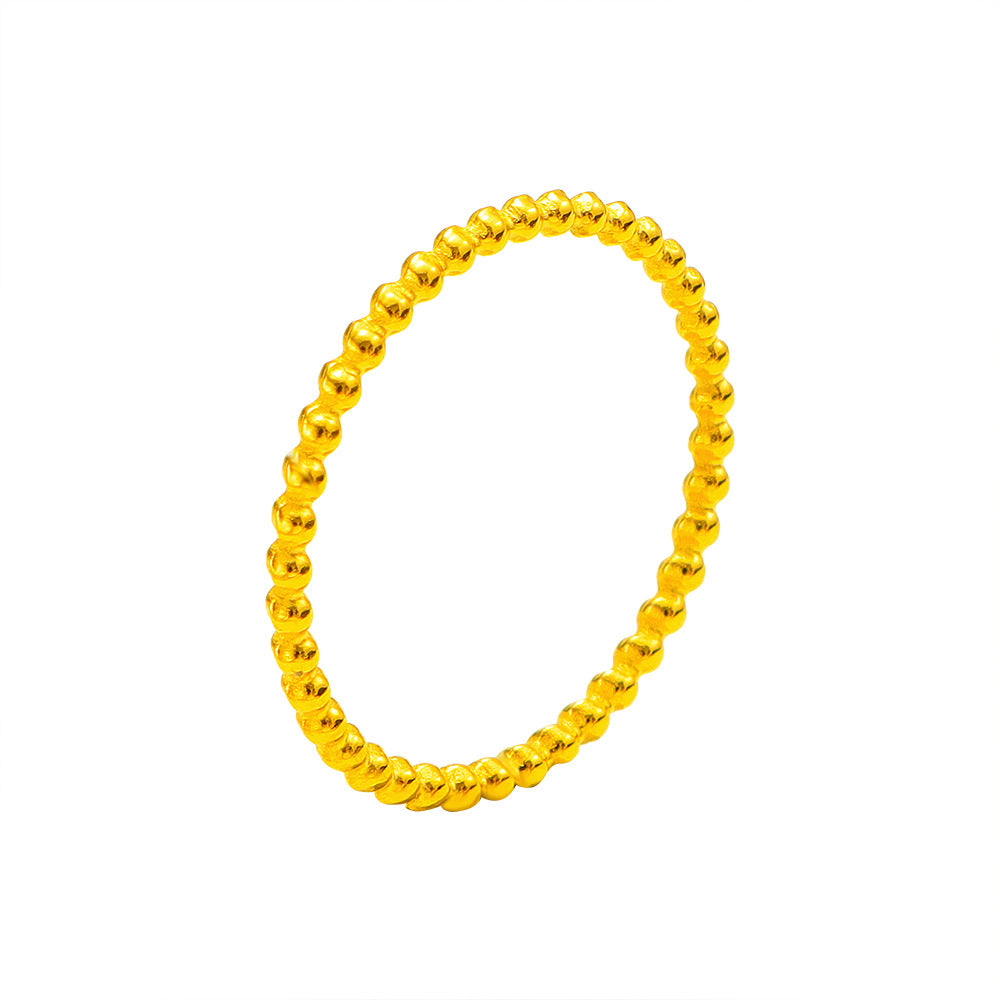 Titanium Steel Plain Circle Gold Bead Ring For Women, Stackable And Versatile