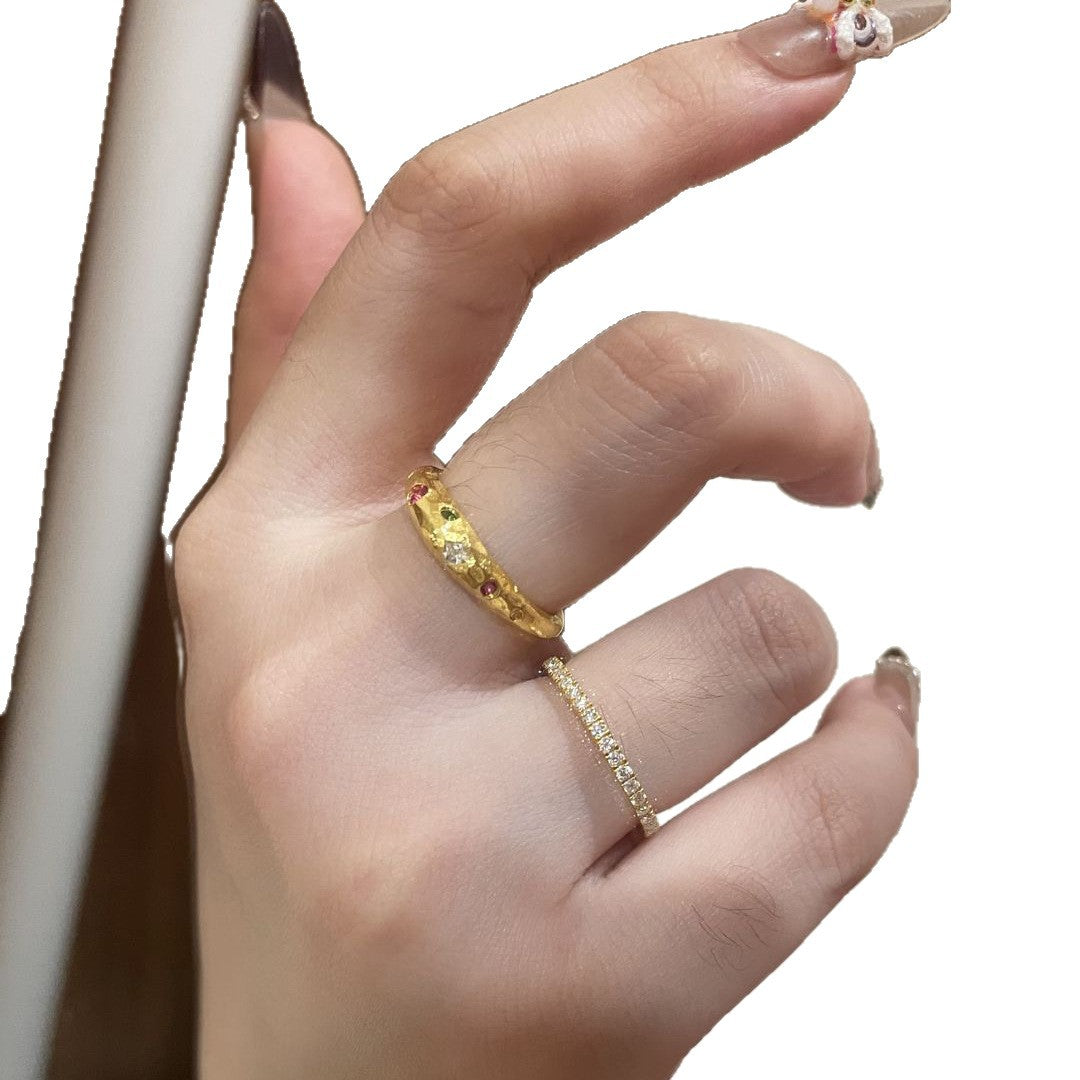 Retro Micro-Set Zircon Planet Ring For Women, Niche Design, Cool And Minimalist Style Index Finger Ring