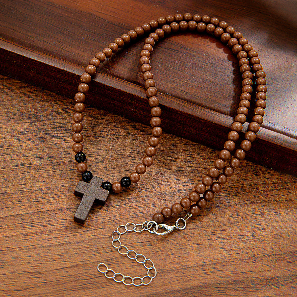 Men's Acrylic Bead Adjustable Necklace And Bracelet