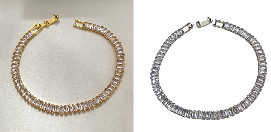 Colorful Zircon Flower Bracelet Full Diamond Plated White Gold