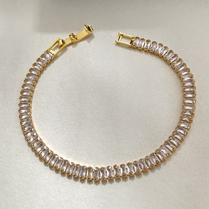 Colorful Zircon Flower Bracelet Full Diamond Plated White Gold