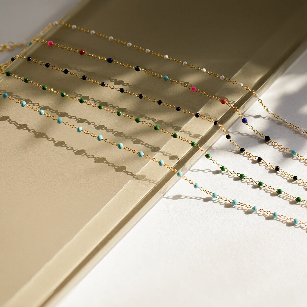 Bohemian-style Versatile Black Resin Summer Bean-bead Necklace With Colorful Resin Drops