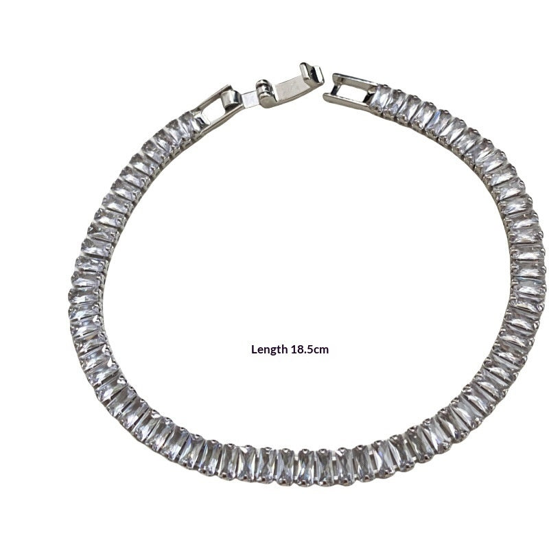 Colorful Zircon Flower Bracelet Full Diamond Plated White Gold