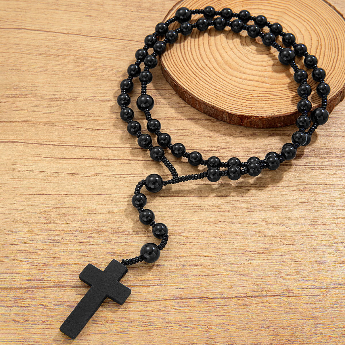 Men's Acrylic Bead Adjustable Necklace And Bracelet