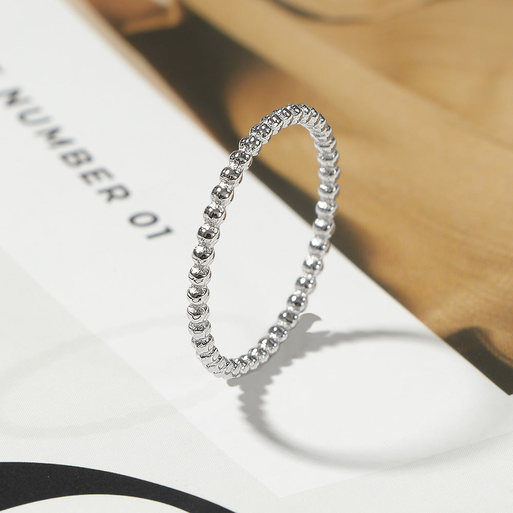 Titanium Steel Plain Circle Gold Bead Ring For Women, Stackable And Versatile